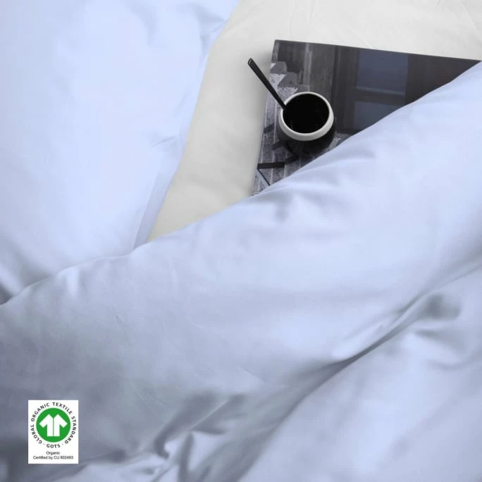 Auslauf ? Damai Bio Organic Satin Kopfkissen-Bezug 2er Set - 80x80 Cm - Sky Blue ? 3 Auslauf ? Damai Bio Organic Satin Kopfkissen-Bezug 2er Set - 80x80 Cm - Sky Blue ? – Bild 3