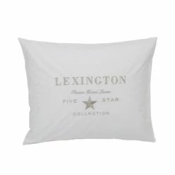 Auslauf ? LEXINGTON Hotel Embroidery Perkal Kopfkissen-Bezug - 50x70 Cm - White/light Beige ?
