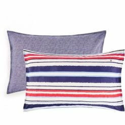 Beste Bewertungen von ? Tommy Hilfiger WATERCOLOR STRIPES Kopfkissenbezug Aus Mako-Satin - 40x80 Cm - Wave ?