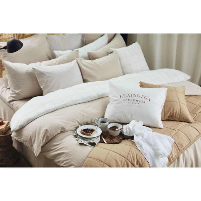 Neu ? Lexington Striped Cotton/Lyocell Kopfkissen-Bezug - 40x40 Cm - Light Beige/dark Blue ? 2 Neu ? Lexington Striped Cotton/Lyocell Kopfkissen-Bezug - 40x40 Cm - Light Beige/dark Blue ? – Bild 2