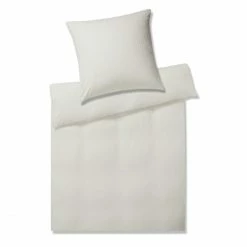 Billig ❤️ Elegante Solid Stripe Bettwäsche Aus Mako-Jersey - 40x80 Cm - Wollweiß ?