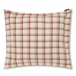 Blitzangebot ? LEXINGTON Checked Cotton Flanell Kopfkissen-Bezug - 40x40 Cm - Beige/red ?