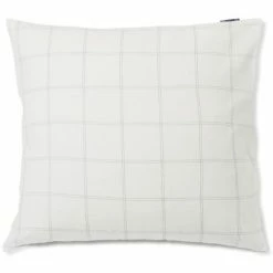 Brandneu ? Lexington Checked Cotton/Lyocell Kopfkissen-Bezug - 40x40 Cm - Off White/dark Blue ⌛