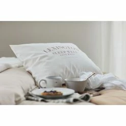 Budget ⌛ Lexington Printed Organic Cotton Poplin Kopfkissen-Bezug - 50x70 Cm - White/mid Brown ? -Lexington Shop unnamed file 97